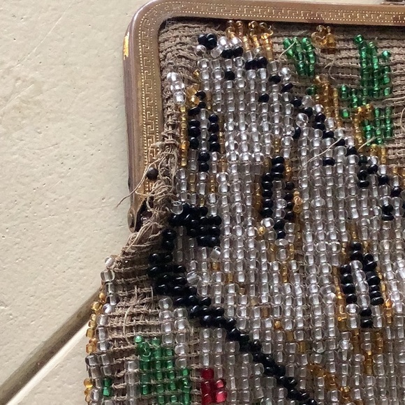 Antique Vintage 1920’s Seed Bead Hand Beaded Art Deco Flapper Purse - Picture 7 of 9